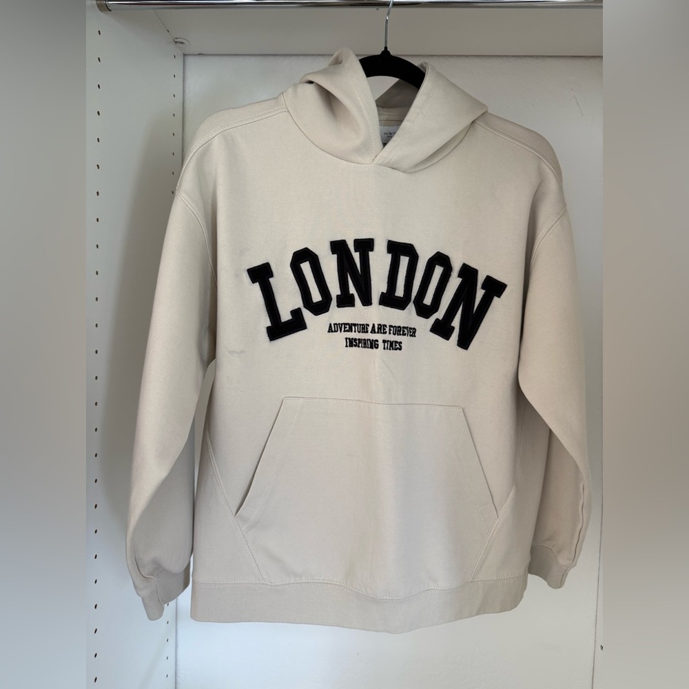 Zara Cream Hoodie with Black Lettering